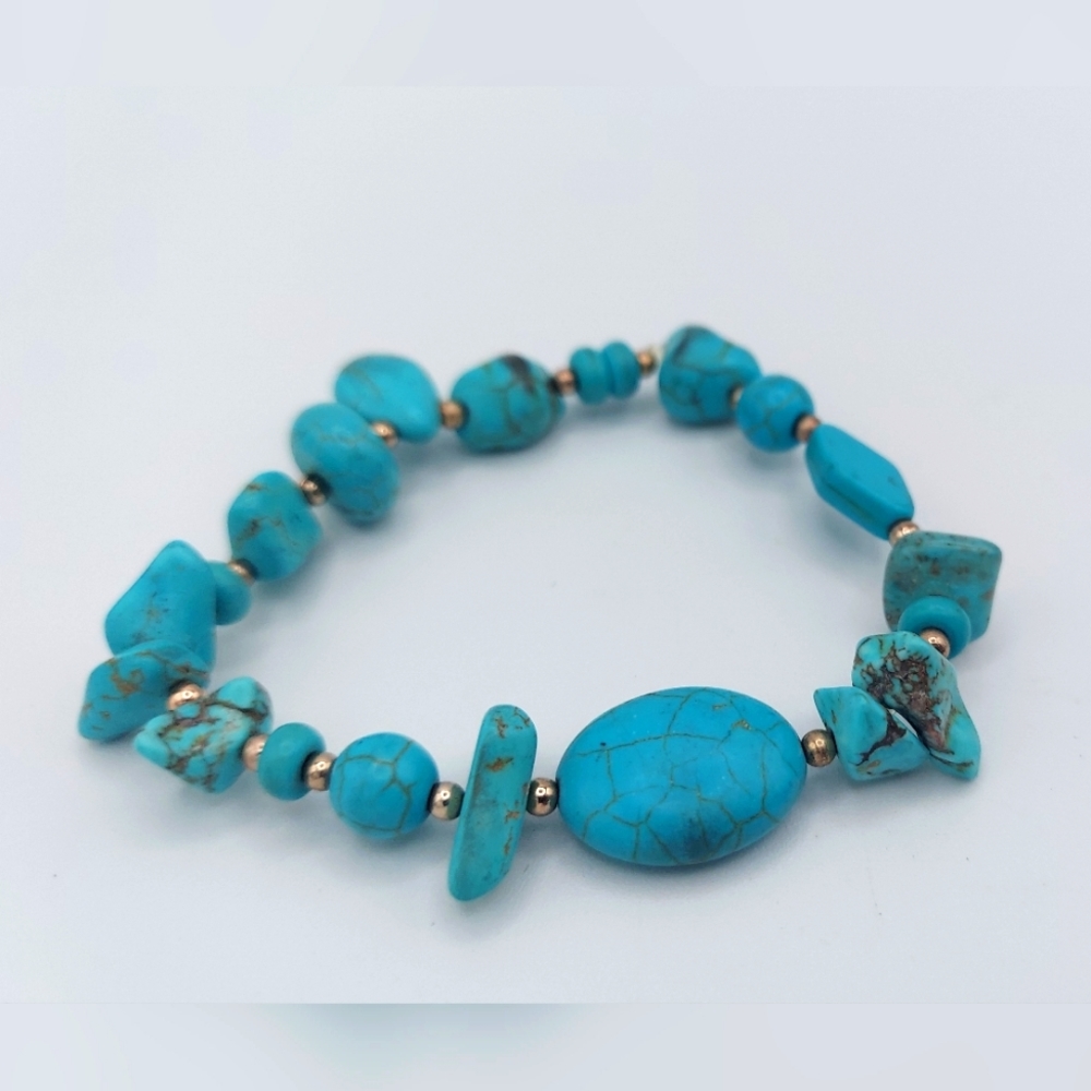 Vintage Turquoise oval chip nugget bracelet